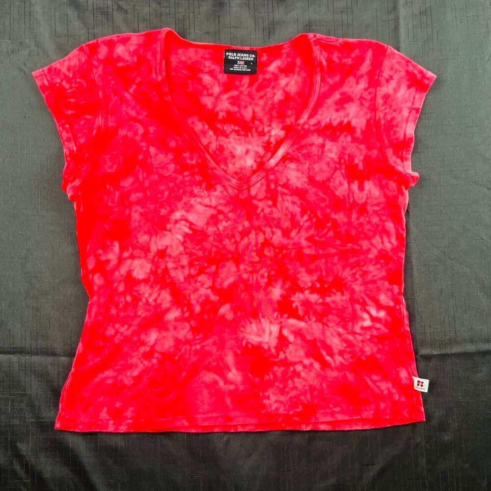 Polo-ralph-Lauren Women's Red and Pink T-shirt L
